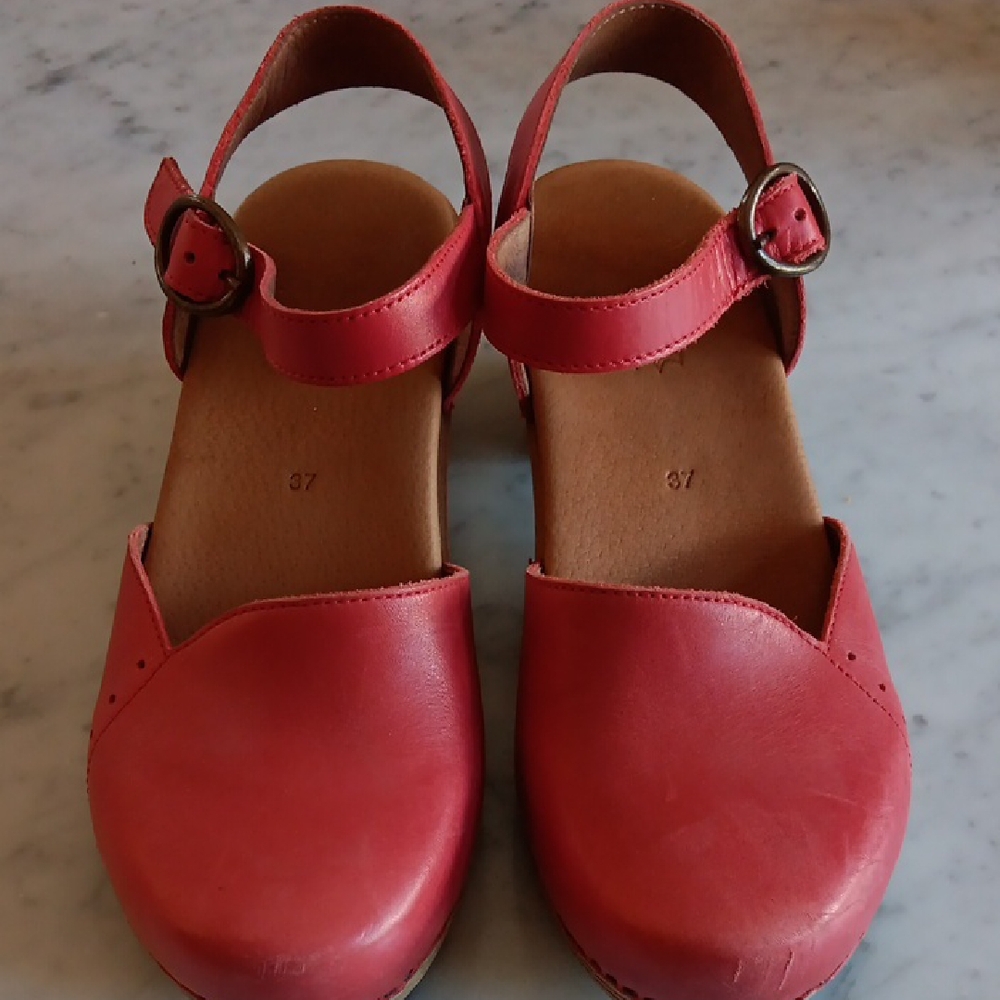 Elegant Red Leather Mules